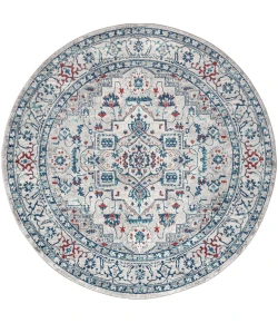 Jonathany Modern Persian MDP105A Light Gray/Blue Area Rug 5 ft. X 5 ft. Round