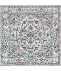 Modern  Vintage Medallion Light Gray/Blue 5' Square Area Rug