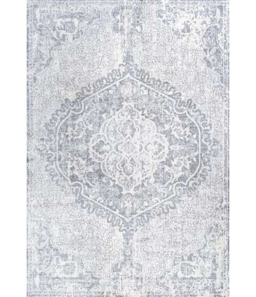 Modern  Vintage Medallion Gray/Ivory 5 ft. x 8 ft. Area Rug