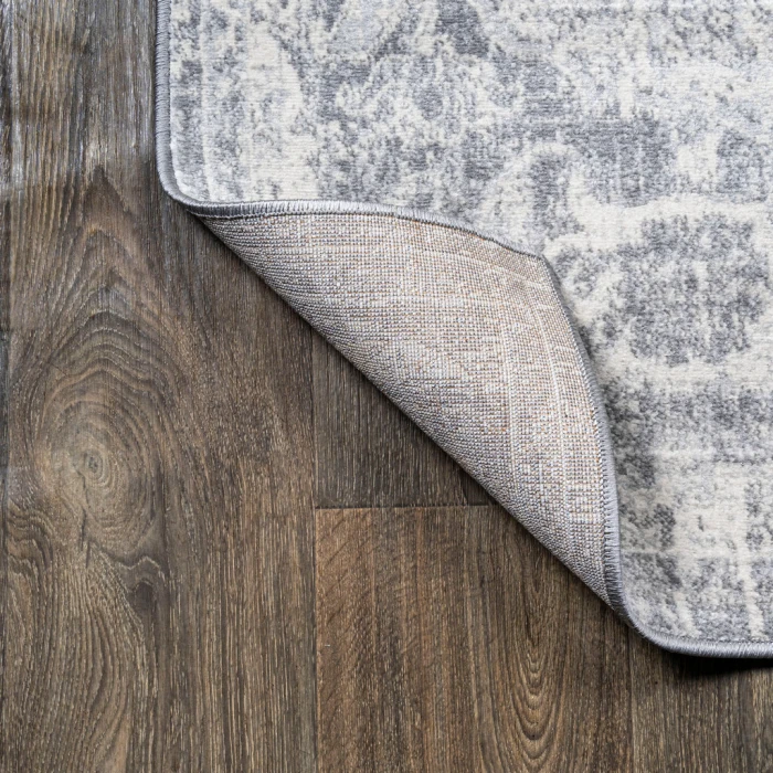 Modern  Vintage Medallion Gray/Ivory 6' Square Area Rug