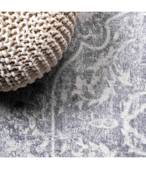 Modern  Vintage Medallion Gray/Ivory 5 ft. x 8 ft. Area Rug