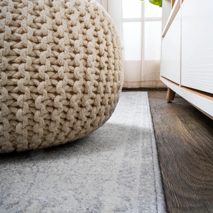 Modern  Vintage Medallion Gray/Ivory 6' Square Area Rug