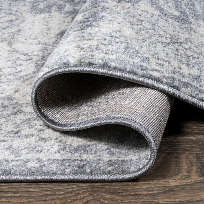 Modern  Vintage Medallion Gray/Ivory 6' Square Area Rug