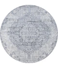 Modern  Vintage Medallion Gray/Ivory 6' Round Area Rug