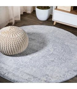Jonathany Modern Persian MDP105B Gray/Ivory Area Rug 6 ft. 7 in. X 6 ft. 7 in. Round