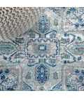 Modern  Vintage Medallion Light Grey/Blue 5' Square Area Rug