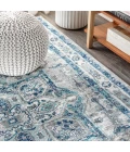 Modern  Vintage Medallion Light Grey/Blue 5' Square Area Rug