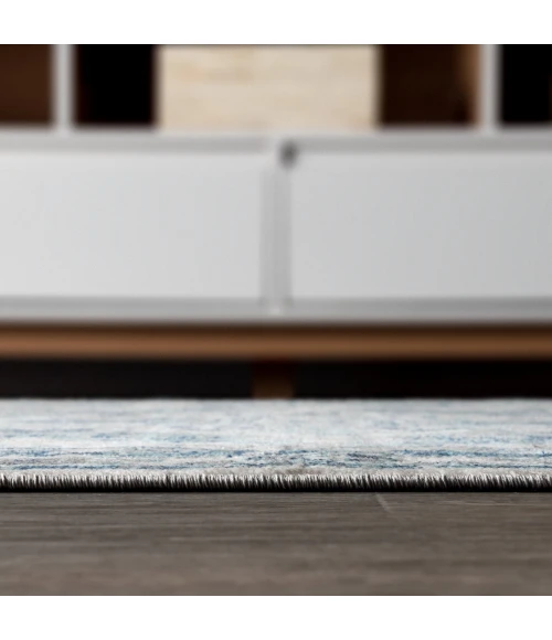 Modern  Vintage Medallion Light Grey/Blue 5' Square Area Rug