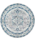 Modern  Vintage Medallion Light Grey/Blue 6' Round Area Rug