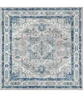 Modern  Vintage Medallion Light Grey/Blue 5' Square Area Rug