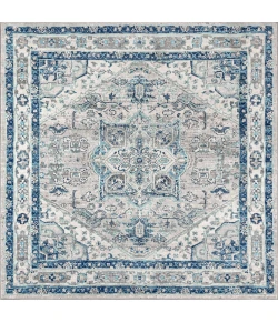 Jonathany Modern Persian MDP106A Light Grey/Blue Area Rug 5 ft. X 5 ft. Square