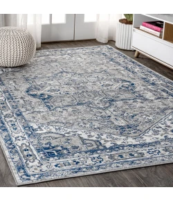 Jonathany Modern Persian MDP106B Light Grey/Navy Area Rug 7 ft. 9 in. X 10 ft. Rectangle