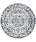 Modern  Vintage Medallion Light Grey/Navy 5' Round Area Rug