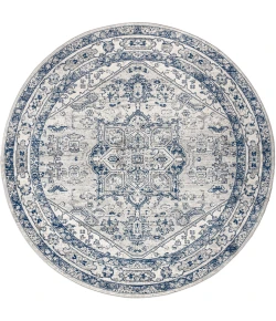 Jonathany Modern Persian MDP106B Light Grey/Navy Area Rug 6 ft. 7 in. X 6 ft. 7 in. Round