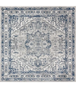 Jonathany Modern Persian MDP106B Light Grey/Navy Area Rug 5 ft. X 5 ft. Square