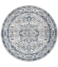 Modern  Vintage Medallion Light Grey/Navy 6' Round Area Rug