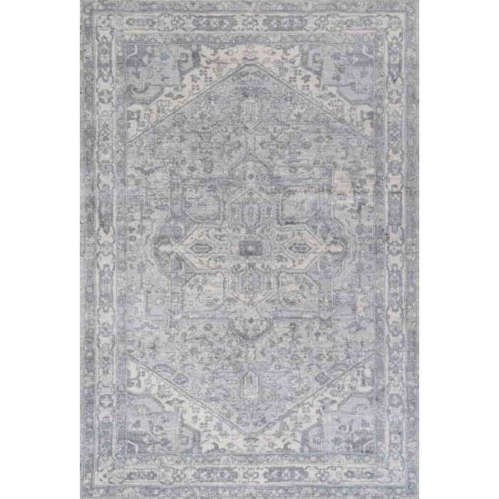 Modern  Vintage Medallion Light Gray/Ivory 3 ft. x 5 ft. Area Rug