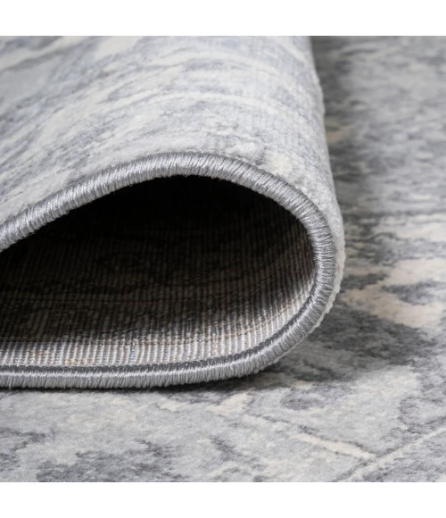 Modern  Vintage Medallion Light Gray/Ivory 2 ft. x 8 ft. Runner Rug