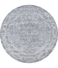Modern  Vintage Medallion Light Gray/Ivory 5' Round Area Rug
