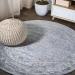 Jonathany Modern Persian MDP106C Light Gray/Ivory Area Rug 6 ft. 7 in. X 6 ft. 7 in. Round