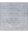 Modern  Vintage Medallion Light Gray/Ivory 5' Square Area Rug