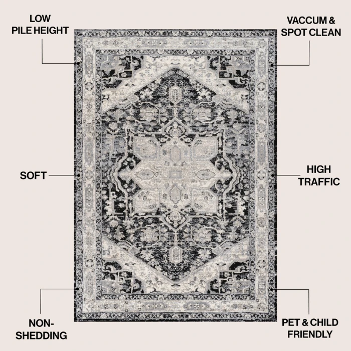 Jonathan Y MODERN PERSIAN Black MDP106F 4ft. X 6ft. Rect. Rug
