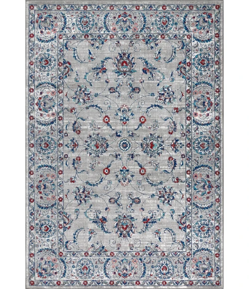 Modern  Vintage Light Grey/Red 3 ft. x 5 ft. Area Rug