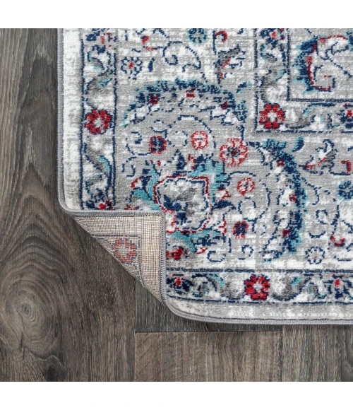 Modern  Vintage Light Grey/Red 2 ft. x 8 ft. Runner Rug