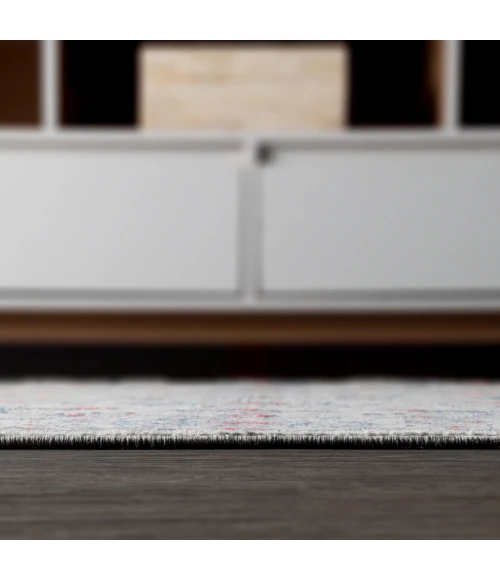 Modern  Vintage Light Grey/Red 2 ft. x 8 ft. Runner Rug