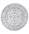 Modern  Vintage Medallion Light Grey/Red 5' Round Area Rug