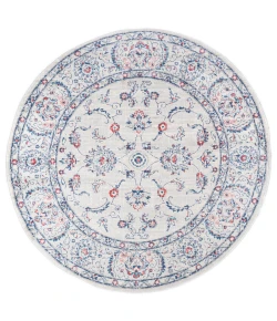 Jonathany Modern Persian MDP107A Light Grey/Red Area Rug 5 ft. X 5 ft. Round