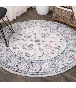 Jonathany Modern Persian MDP107A Light Grey/Red Area Rug 5 ft. X 5 ft. Round