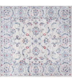 Jonathany Modern Persian MDP107A Light Grey/Red Area Rug 5 ft. X 5 ft. Square