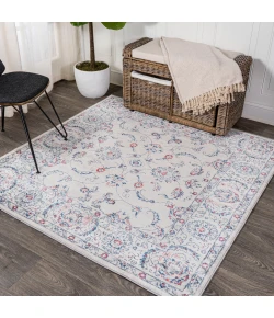 Jonathany Modern Persian MDP107A Light Grey/Red Area Rug 5 ft. X 5 ft. Square