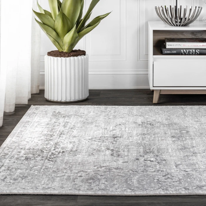 Modern  Vintage Light Grey 4 ft. x 6 ft. Area Rug