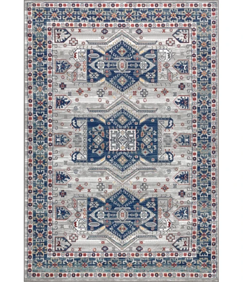 Modern  Vintage Moroccan Traditional Light Grey/Blue 8 ft. x 10 ft. Area Rug
