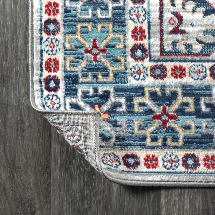 Modern  Vintage Moroccan Traditional Light Grey/Blue 8 ft. x 10 ft. Area Rug