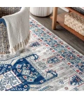 Modern  Vintage Moroccan Traditional Light Grey/Blue 2 ft. x 8 ft. Runner Rug