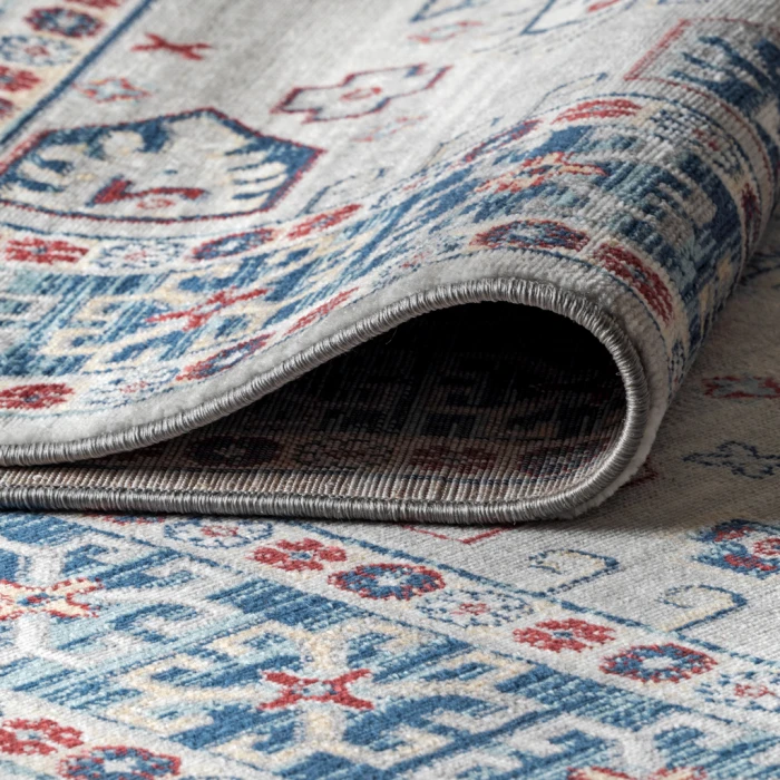 Modern  Vintage Moroccan Traditional Light Grey/Blue 8 ft. x 10 ft. Area Rug