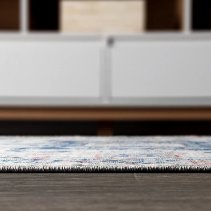 Modern  Vintage Moroccan Traditional Light Grey/Blue 8 ft. x 10 ft. Area Rug