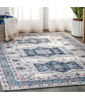 Modern  Vintage Moroccan Traditional Light Grey/Blue 8 ft. x 10 ft. Area Rug