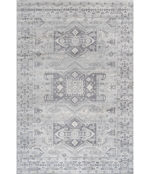 Modern  Vintage Medallion Light Gray 4 ft. x 6 ft. Area Rug