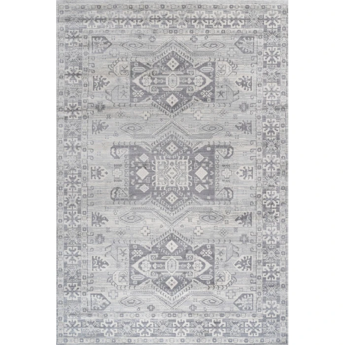 Modern  Vintage Medallion Light Gray 3 ft. x 5 ft. Area Rug