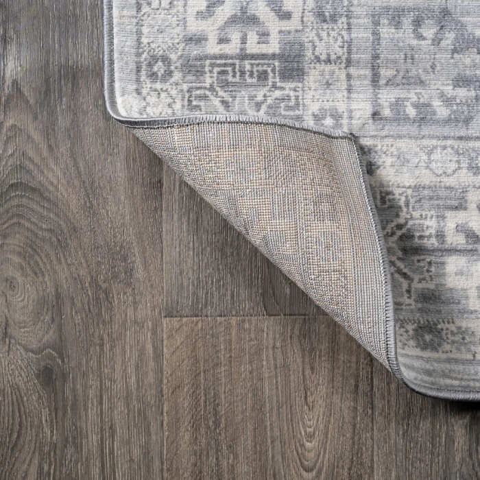 Modern  Vintage Medallion Light Gray 2 ft. x 10 ft. Runner Rug