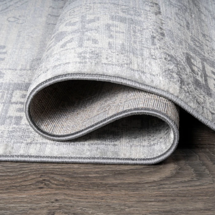 Modern  Vintage Medallion Light Gray 2 ft. x 10 ft. Runner Rug