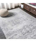 Modern  Vintage Medallion Light Gray 4 ft. x 6 ft. Area Rug