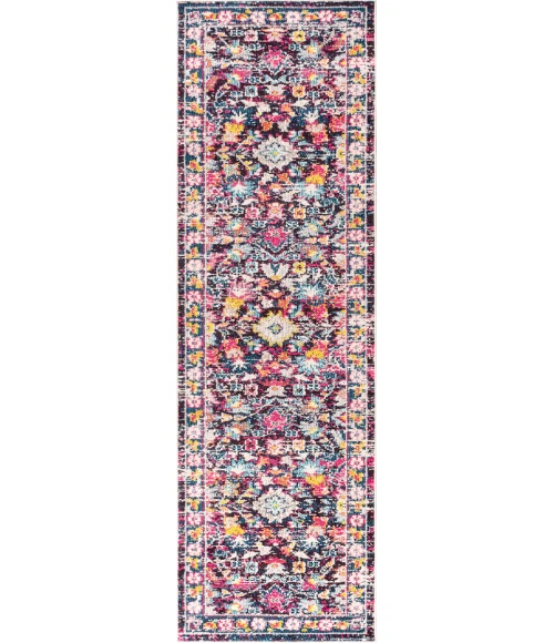Modern  Boho Floral Multi/Purple 2 ft. x 8 ft. Runner Rug