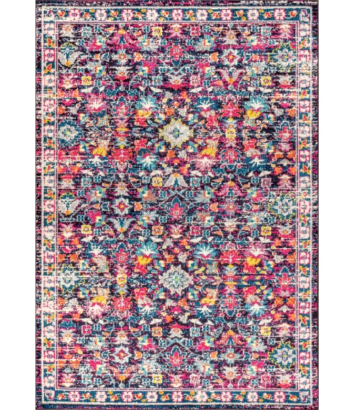 Modern  Boho Floral Multi/Purple 4 ft. x 6 ft. Area Rug