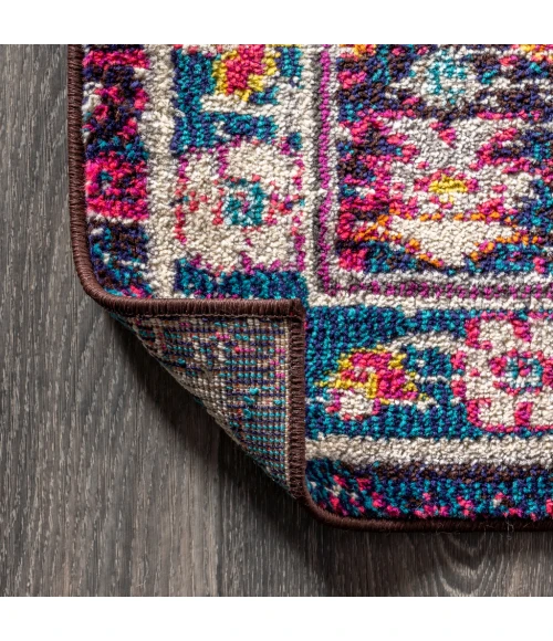 Modern  Boho Floral Multi/Purple 2 ft. x 8 ft. Runner Rug