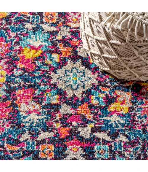 Modern  Boho Floral Multi/Purple 2 ft. x 8 ft. Runner Rug